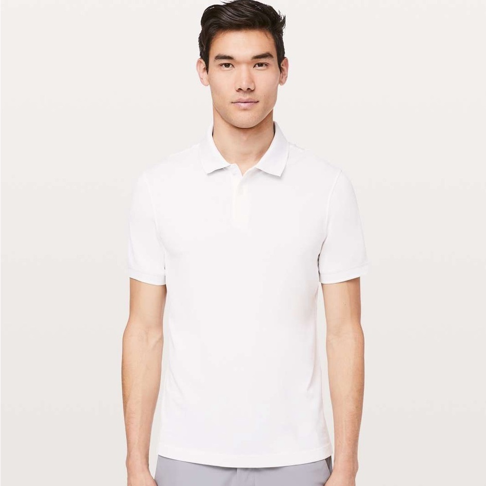 Lululemon Men’s White Polo Old Money Aesthetic Tech Pique Golf T-shirt Large